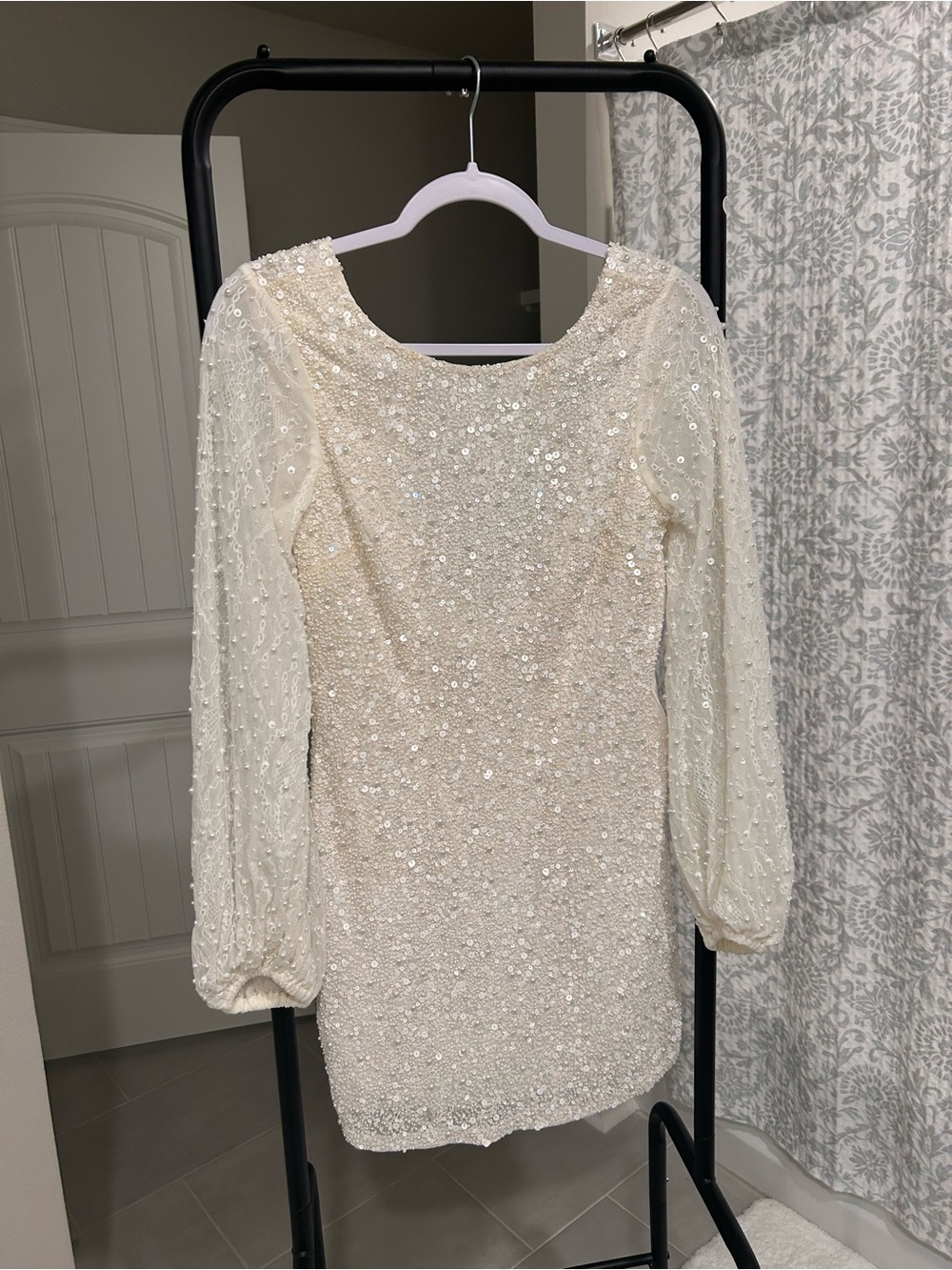 Forever That Girl Ivory Sequin Long-Sleeve Wedding Dress